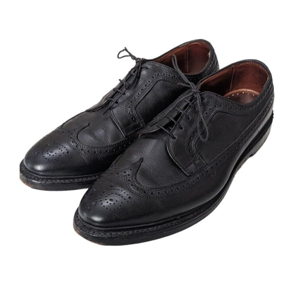 Brooks Brothers Mens Pebble Grain Leather Wingtip Brogue Derby Black Size 12